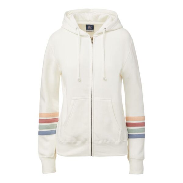 Women's Striped Sleeves Full-Zip Hooded Sweatshirt Thumbnail