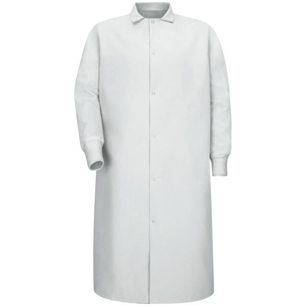 Unisex Gripper-Front Pocketless Butcher Coat With Knit Cuffs Thumbnail